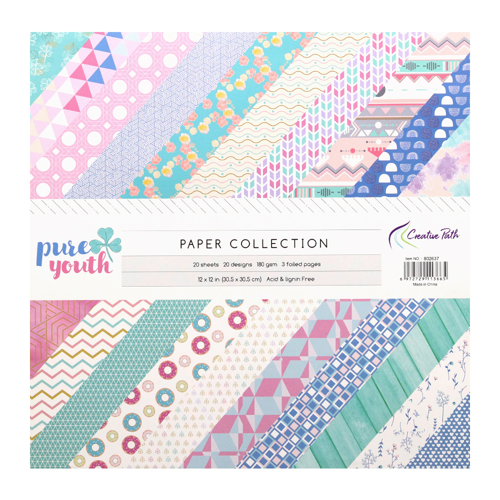 Creative Path Pure Youth 12 x 12 インチ 花柄 スクラップブッキング用紙 30 x 30 非繰り返し装飾スクラップブック背景紙