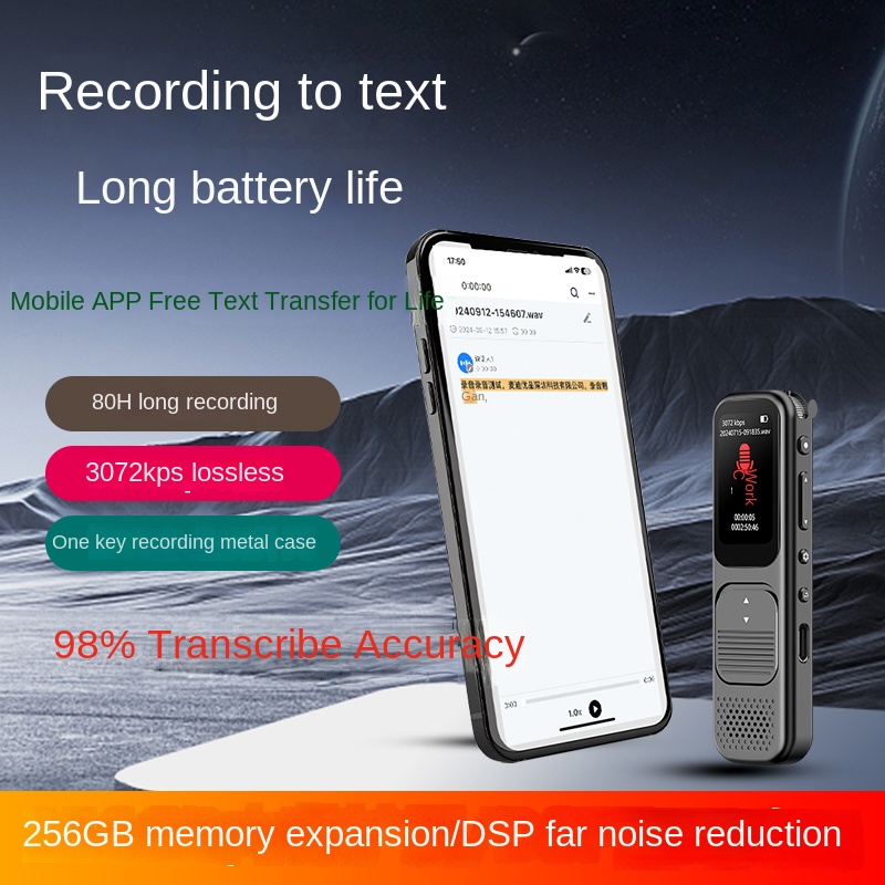 アプリ制御 AI 搭載ボイスレコーダー ミニコールレコーダー Speech-to-Text