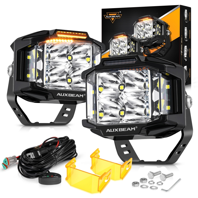 2 ピース/セット 4 インチ LED ワークライト 92 ワットスポットフラッドコンボワークスポットライトポッドアンバー DRL トラック SUV 4WD ATV AUXBEAM