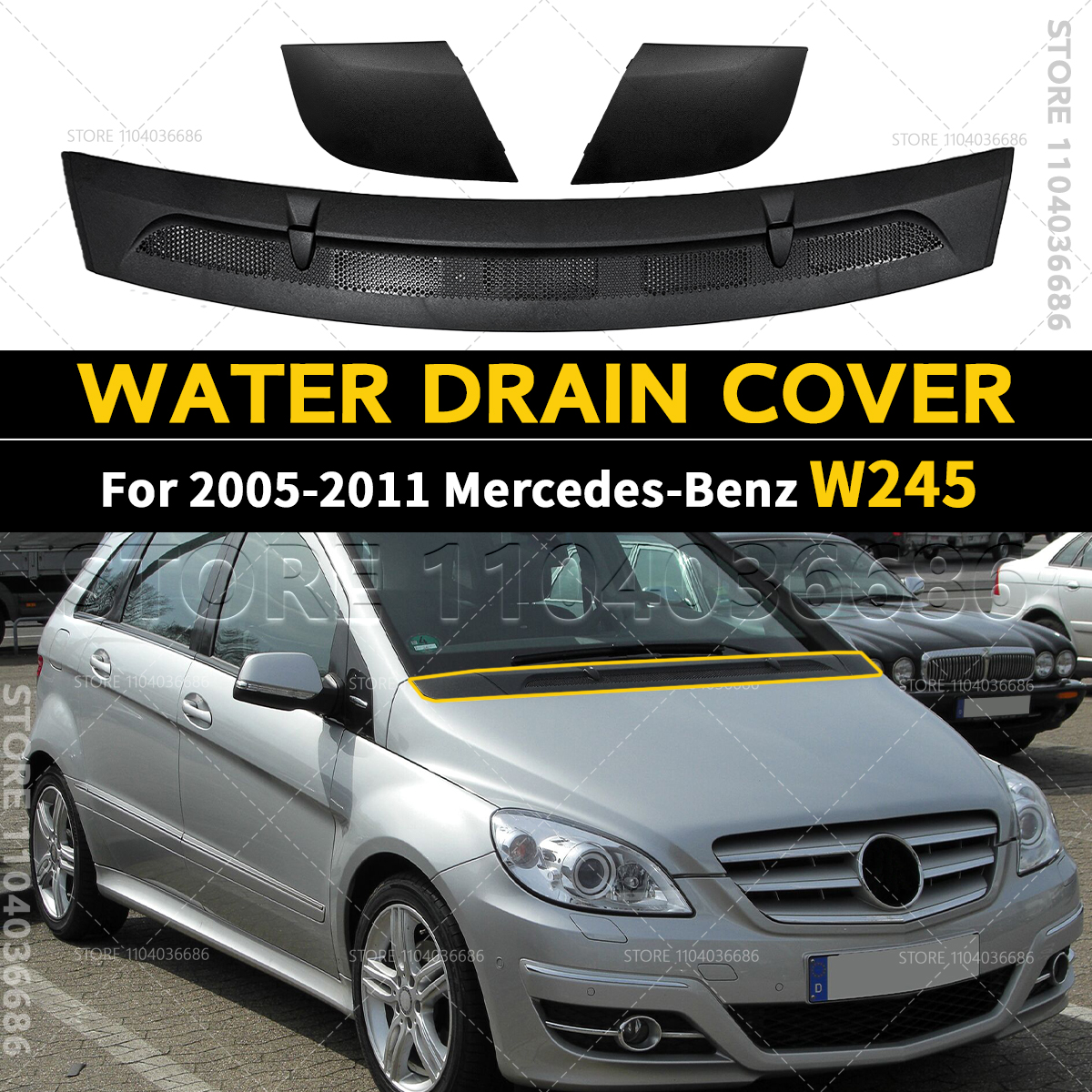 2005-2011 W245 メルセデスベンツ B クラス B180 B200 フロント水排水カバーフードグリル排水 1698300275 1698300375 1698360018