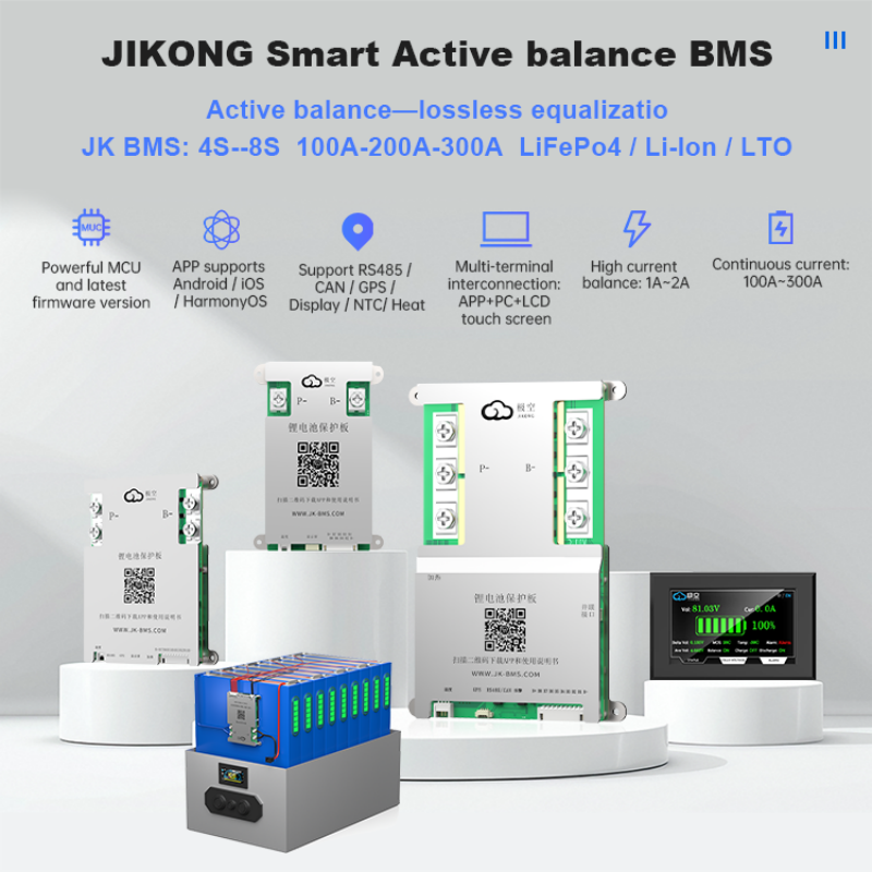 JK BMS 60A 100A 150A 200A 300A アクティブバランス Bms 4S 8S 16S 20S 24S JIKONG スマート Bms 12V 24V 48V 72V Lifepo4 リチウムイオン Lto バッテリー