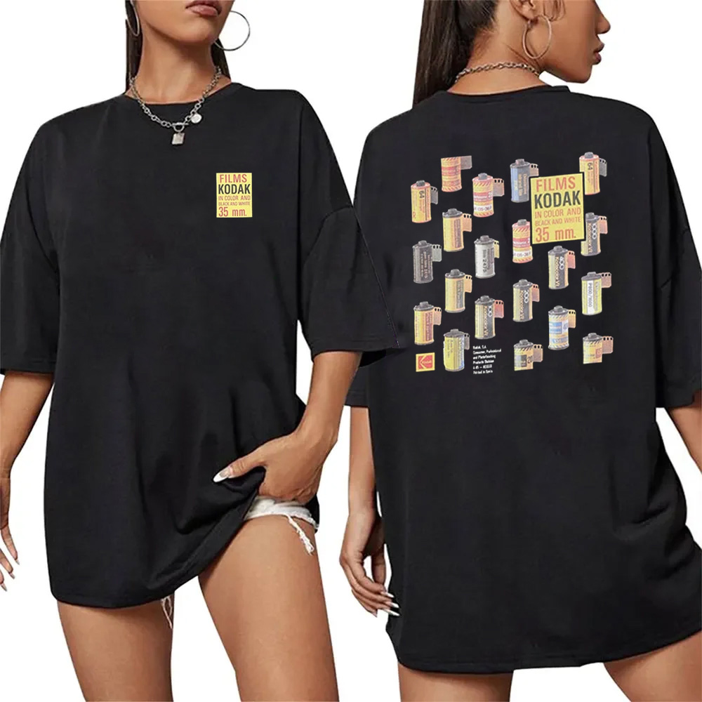 2026 コダック夏グラフィック Tシャツ高品質ミニマリストユニセックスクルーネック半袖 Tシャツレトロストリート Y2K トップ衣類