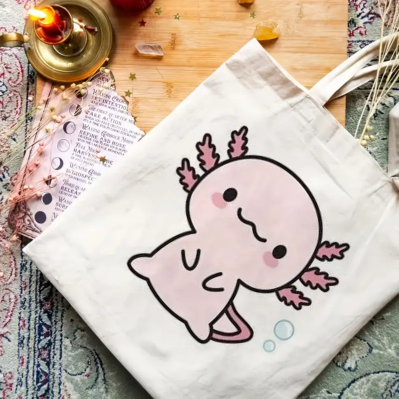 1 個リラックス Axolotl キャンバストートバッグ - 大容量の耐久性のあるハンドバッグ女性ショッピング仕事勉強日常使用トレンディなファッショニスタ