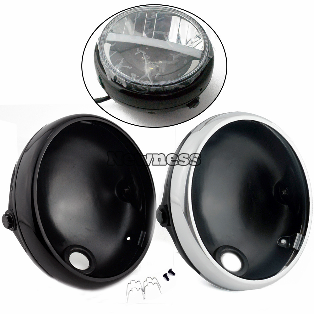 7 "5 色ラウンドオートバイ 7 インチ LED ヘッドライト取付ハウジングバケットハーレーダビッドソン FXWG チョッパーヘッドライトハウジング