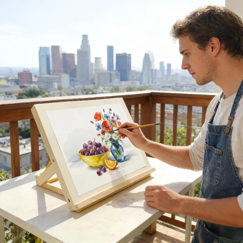 デスクトップイーゼル 絵画用 木製 角度調整可能 折りたたみ式ホルダー 折りたたみ式ペインティングイーゼル 卓上 大人 初心者 ティーン向け