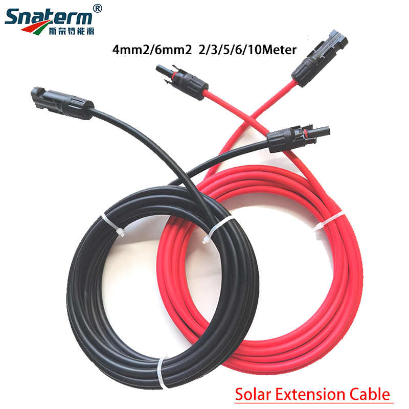 2/3/5/6/10/20 メートル 4mm2/6mm2 黒/赤ソーラー延長 DC ケーブル 12/10AWG ワイヤー PV DC コネクタ付きソーラーパネルシステムで使用
