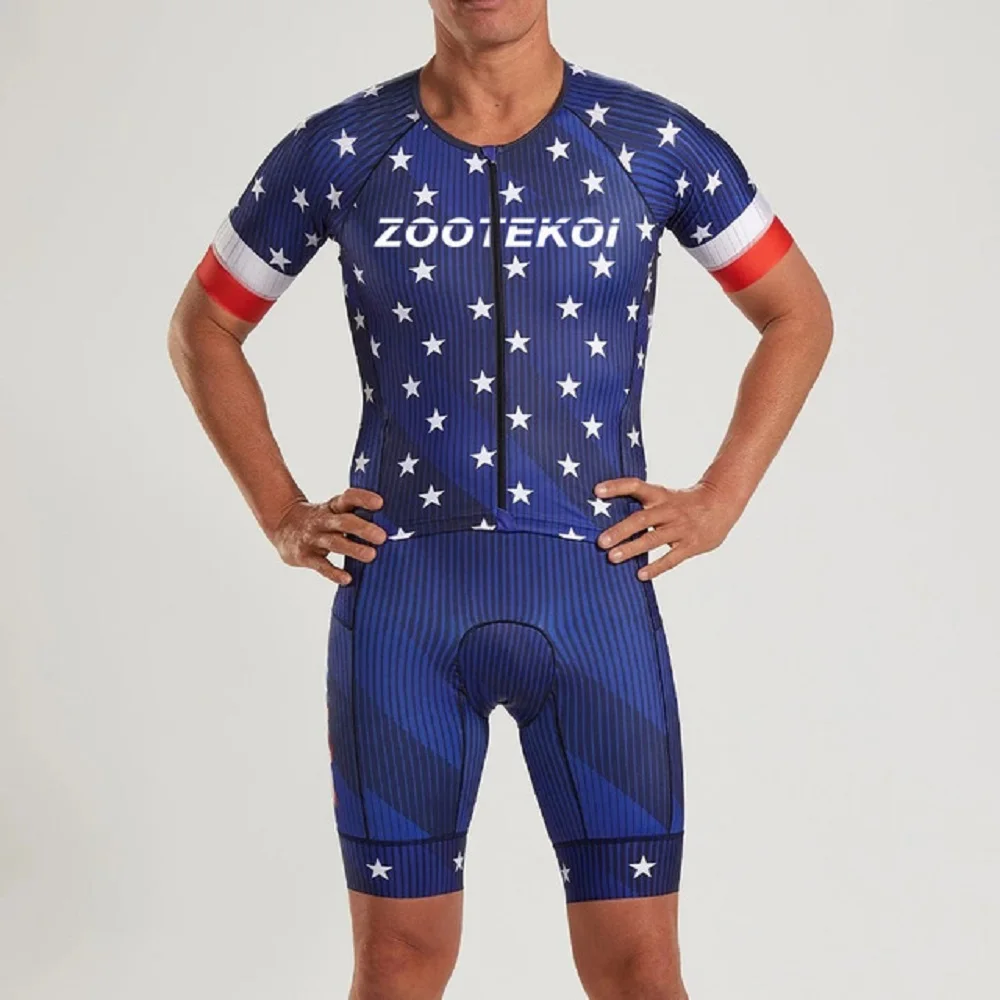 Zootekoi メンズ サイクリング トライアスロン スキンスーツ サイクリング ジャージ Ropa Ciclismo Hombre 半袖ジャンプスーツ ロード MTB バイク ランニング トライキット