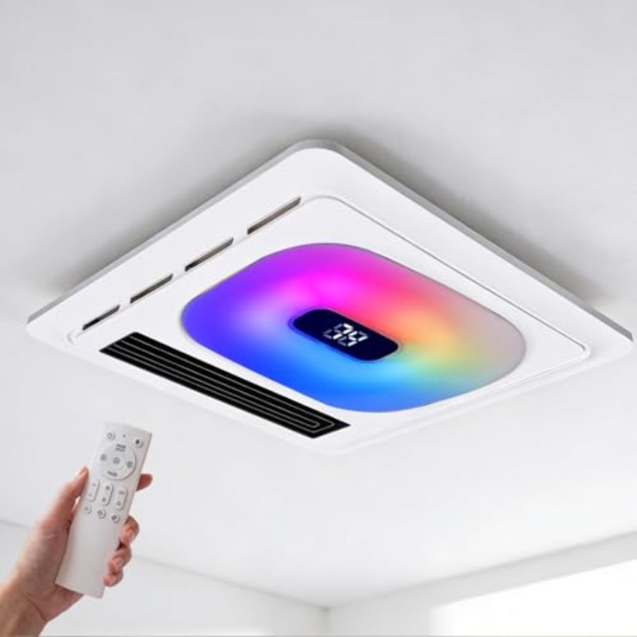 Bluetooth スピーカーとヒーター付き浴室排気ファン: 1800W、180 CFM、静かな 1.0 音、3CCT 常夜灯、2 つの熱レベル、7 RGB
