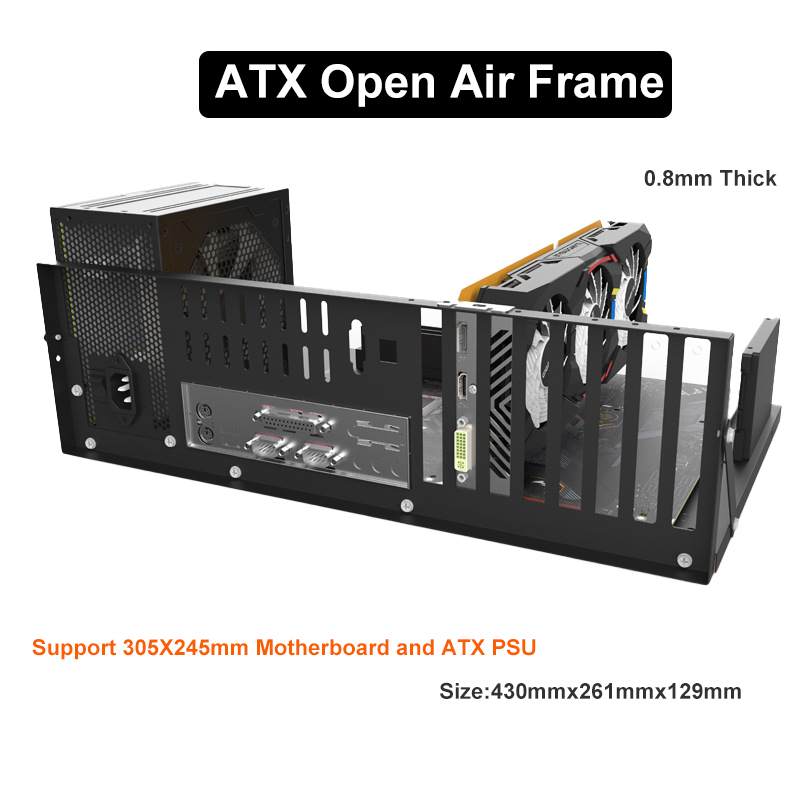 DIY PC テストベンチ オープンシャーシラック ATX/M-ATX/ITX マザーボード用 ソリッドオープンエア シンプルラック DIY コンピューターケース 組み立て簡単