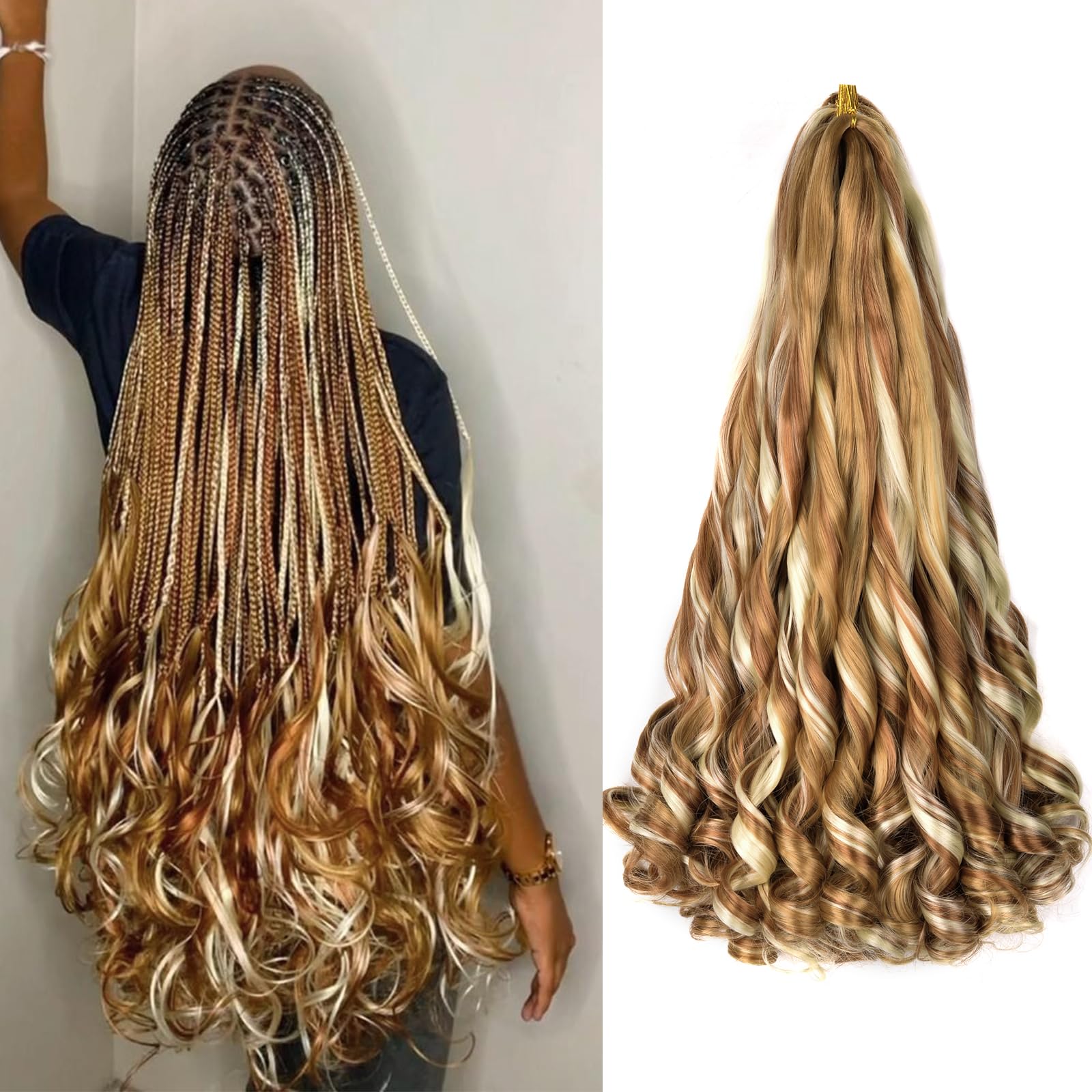 22 インチ合成ルースウェーブかぎ針編みヘアフレンチカーリー編みヘアエクステンション事前ストレッチカーリーかぎ針編みヘア黒人女性用