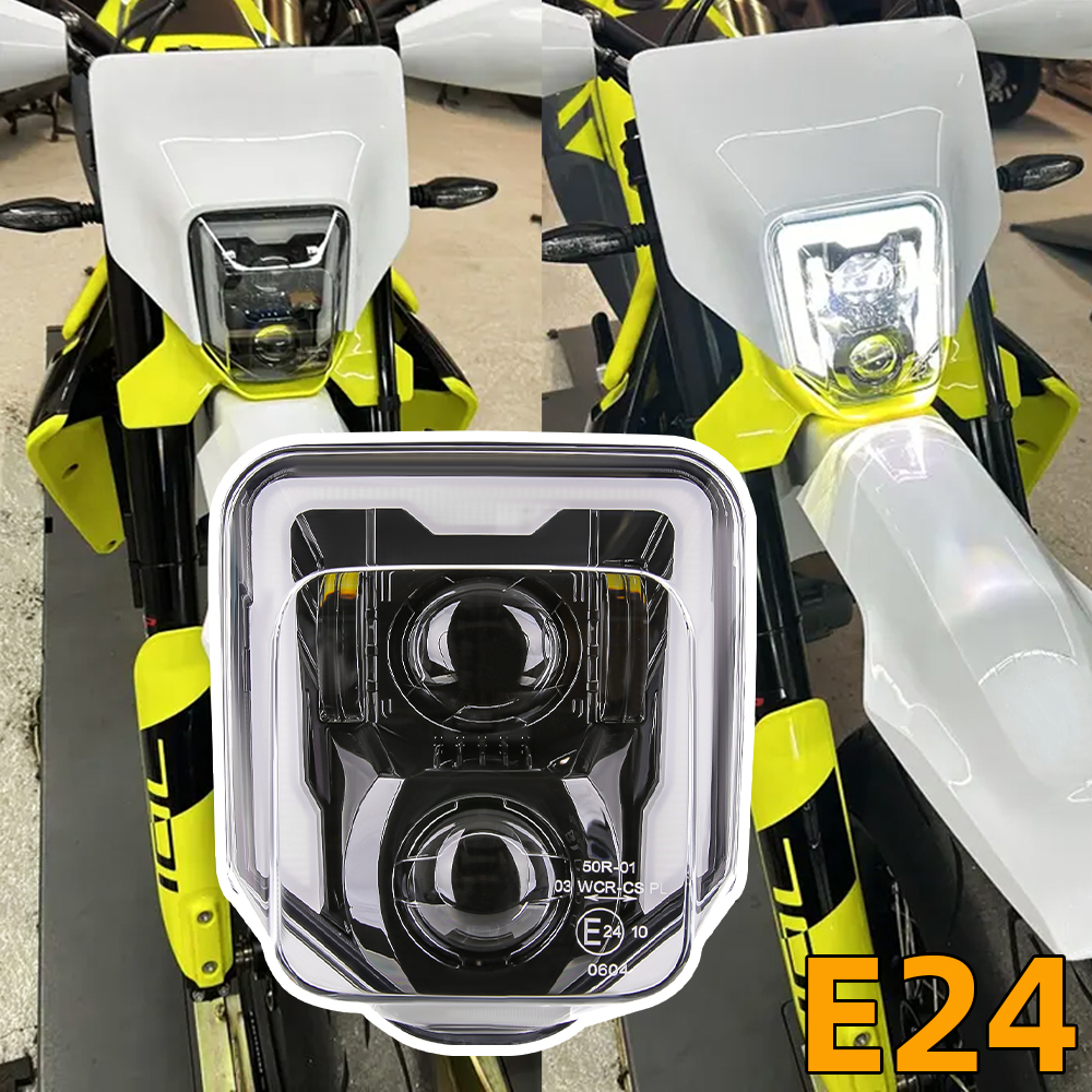 E24 ダートバイク LED ヘッドライト Husqvarna FE 250 350 450 501 TE 150 250 300 2017-2023 701 Enduro Supermoto 2016-2024 TX125 17-19用