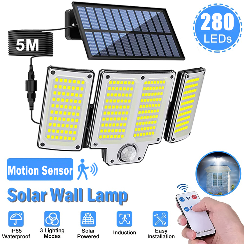 234/280 LED ソーラーライト屋外用モーションセンサーソーラーフラッドライト防水太陽光発電セキュリティスポットガーデンウォールライト