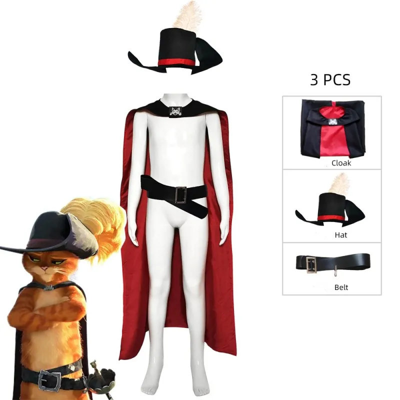 アニメ猫ブーツコスプレ Anim 漫画猫衣装セットマントハロウィン仮装カーニバルパーティー小道具衣装アクセサリースーツ