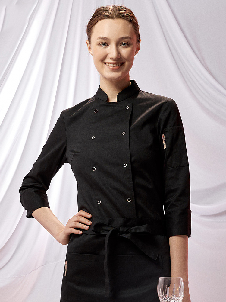 ホテル女性シェフ制服レストランウェイトレスジャケットケータリングクッキングクッキングコートカフェベーカリーキッチンウェイター作業衣装