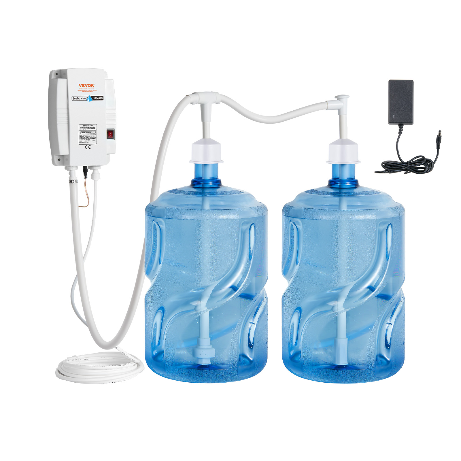 SucceBuy 2x5Gal ボトル入りウォーターディスペンサーポンプシステム分配システム自動電気ウォーターディスペンサー二重管ウォータージャグポンプ