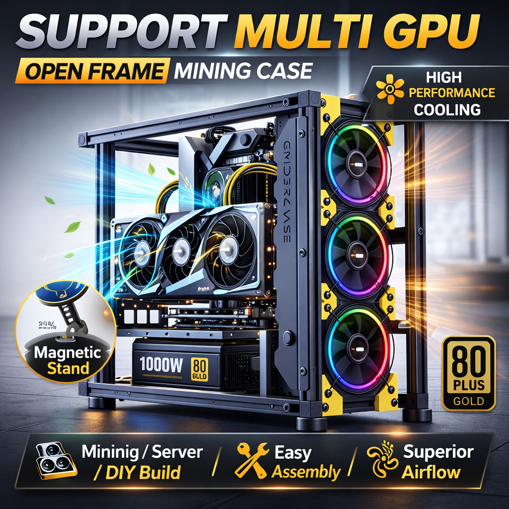 Veddha ベータ V2 オープンフレームアルミ PC ケース ATX DIY マイニングリグシャーシ水冷ゲームコンピュータケースサポート 3 ファン