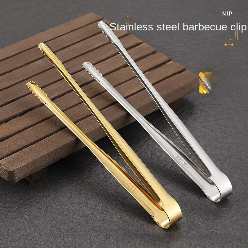 日本製 304 ステンレス鋼バーベキュークリップ、ゴールドバーベキュークランプ、延長フードクリップ、ステーキトング、ビュッフェフードクリップ
