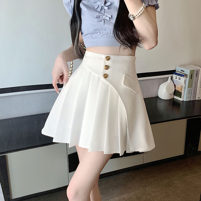 黒プリーツスカート女性のための白ハイウエストプリーツミニ服ショートかわいいかわいい女性のスカート美的安い夏 2025 V