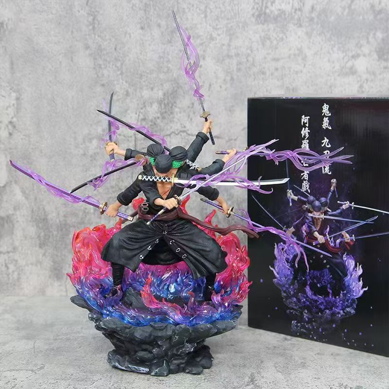 ワンピースゾロアクションフィギュアアニメフィギュア阿修羅ロロノア・ゾロ像アクションフィギュアコレクション模型子供のおもちゃクリスマスギフト