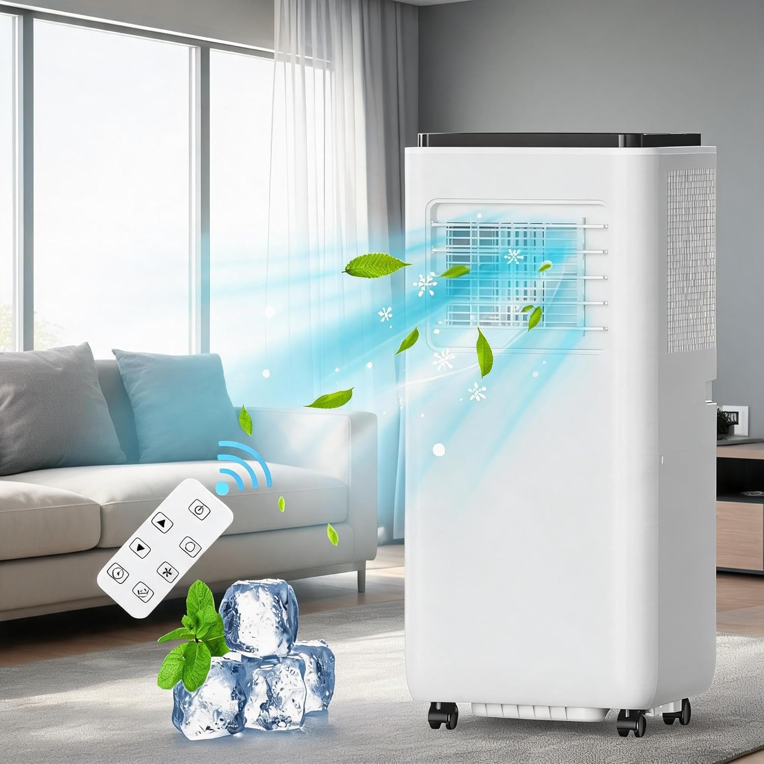 8000 BTU 3-in-1 ポータブルフロアエアコン、冷却付きポータブル AC ユニット、除湿機