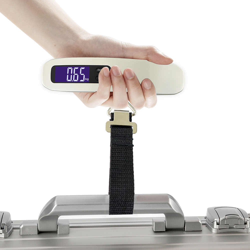 50kg/110ポンドポータブルデジタル吊り下げ荷物スケール – 旅行スーツケース用ハンドヘルドLCD電子ベルトスケール
