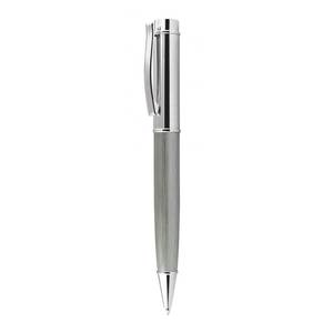 グレーのペンとクロームメッキ仕上げの高級筆記・修正用品