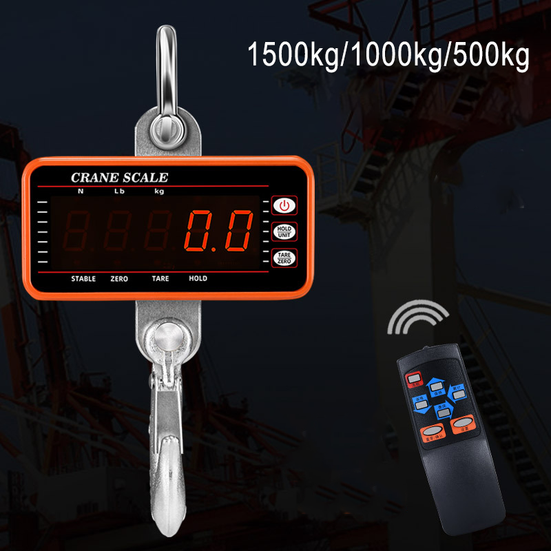 1500kg デジタル吊りスケール 65 フィートリモコン付き 高耐久 1000kg/500kg クレーンスケール 調光可能な LED 工業用フックスケール