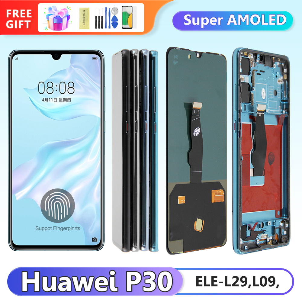 6.1 ''OLED Huawei P30 Lcd ディスプレイタッチスクリーンデジタイザアセンブリ、Huawei P30 ELE-L29 ELE-L09 ディスプレイスクリーンフレーム付き