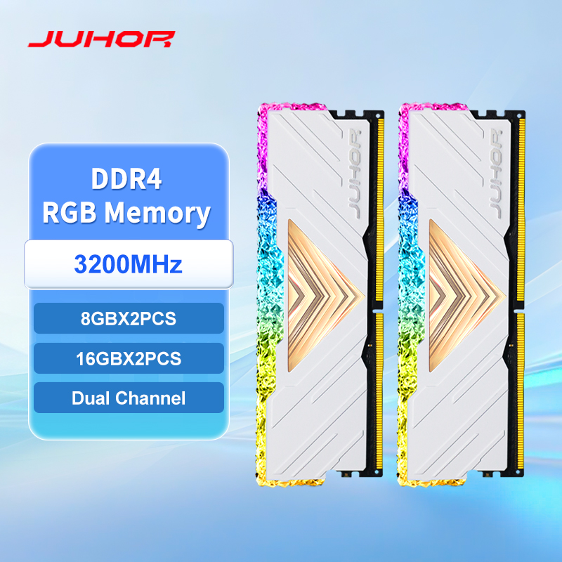JUHOR メモリ RAM RGB DDR4 8GBX2 16GBX2 3200MHz 3600MHz キットデュアルチャンネル素晴らしいデスクトップメモリ​​ RAM