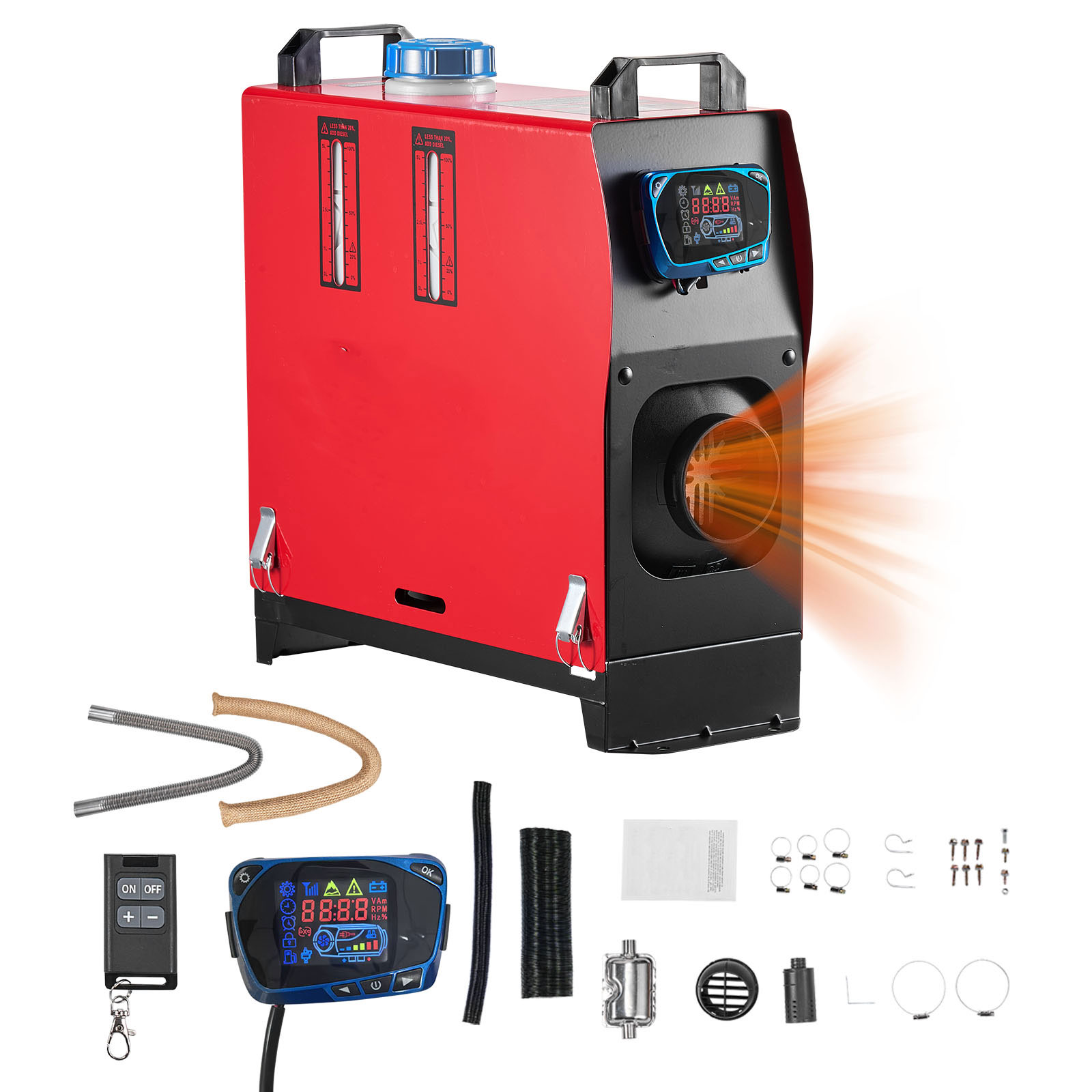 SucceBuy 8KW ディーゼルエアヒーター DC12-24V ディーゼルパーキングヒーター、リモコン付き、予熱機能、RV、トラック、キャンピングカー用
