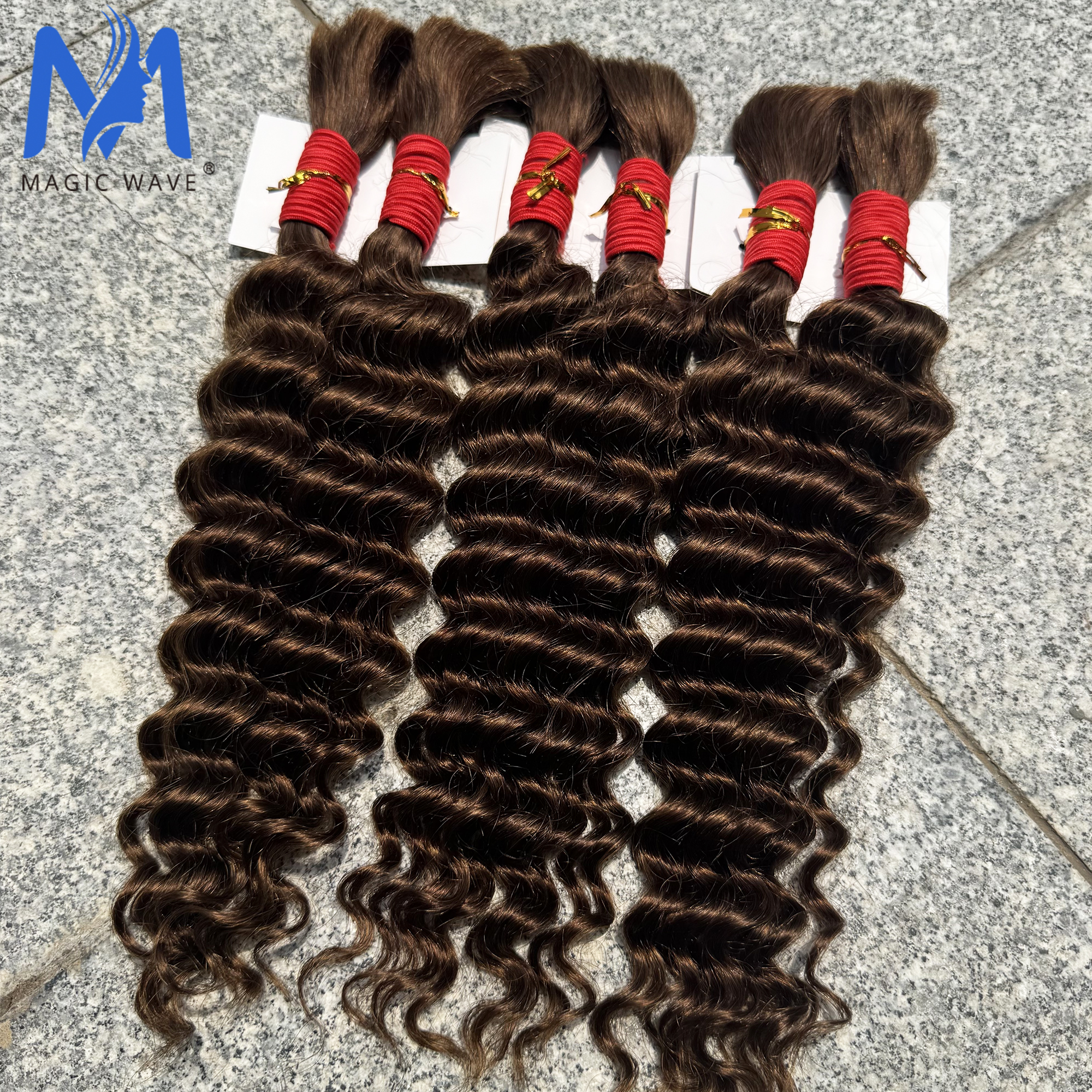 12A ディープウェーブバルクヘアボヘミアン三つ編み用 100% 本物のレミーヘアバルク未処理横糸なしカーリー人毛エクステンション 16-24 インチ