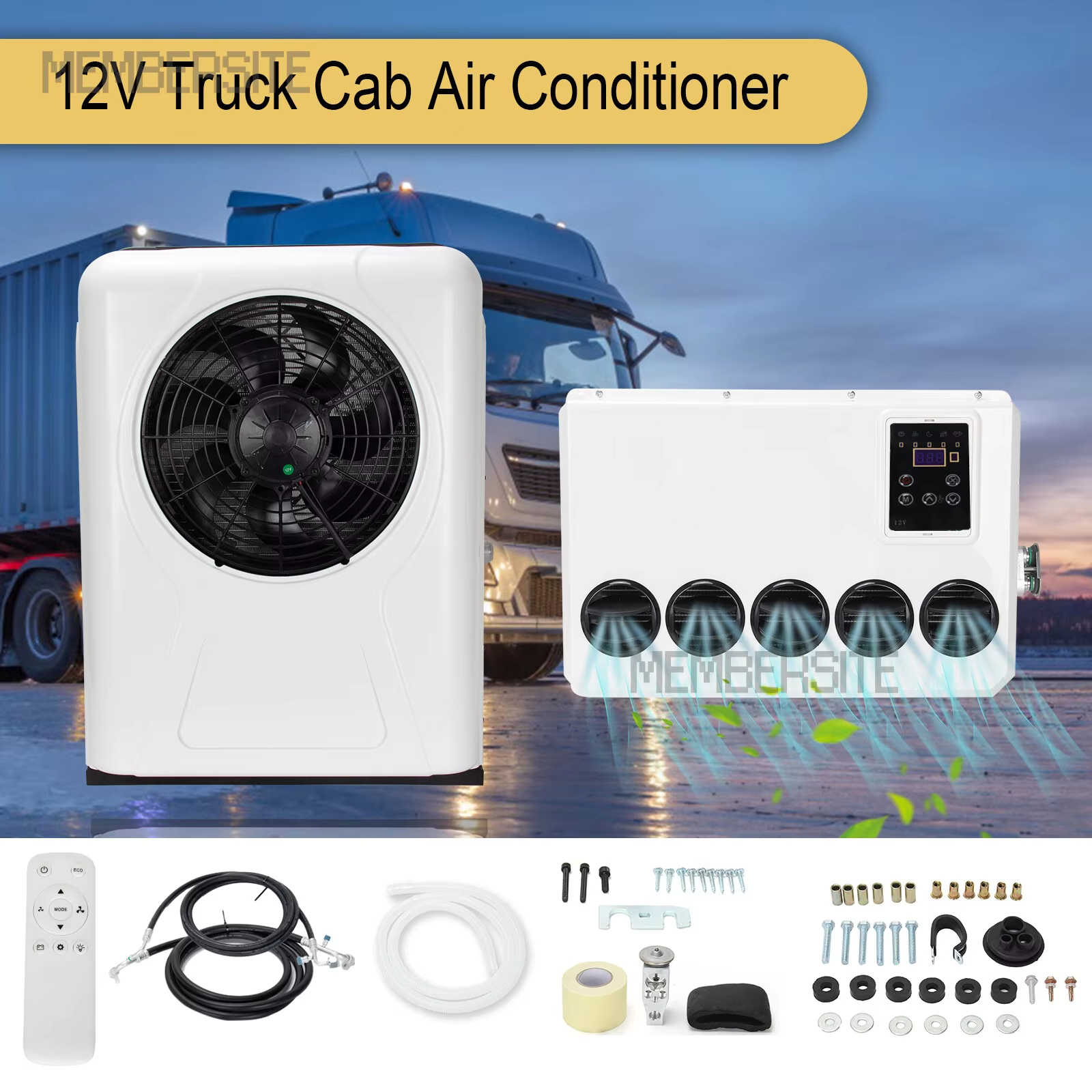 12000 BTU 12V Split AC Truck Cab Air Conditioner For Semi Trucks Bus RV Caravan