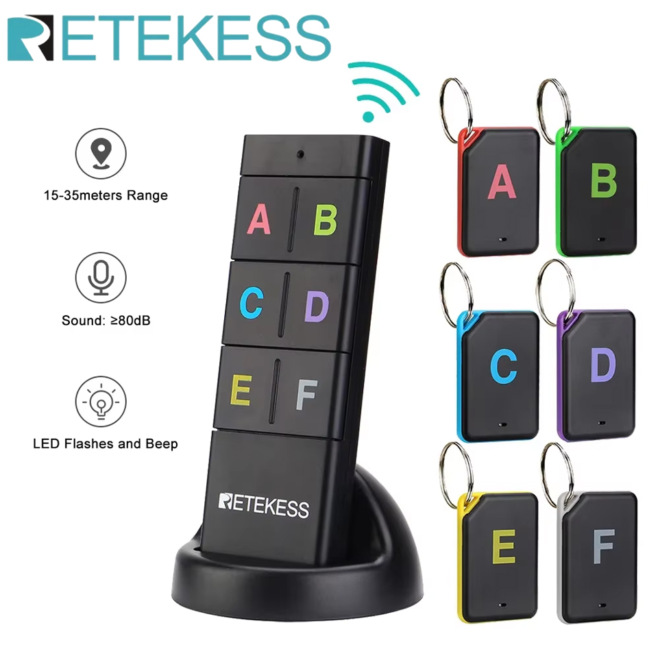RETEKESS TH104 ワイヤレスキーファインダー RF キーロケーター ペットトラッカー ウォレットトラッカー リモコン 1 RF トランスミッター 6 レシーバー