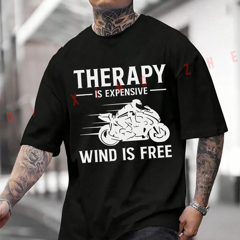 オートバイライダーシルエットプリント治療は高価な風は無料 Tシャツモト夏綿 Tシャツカジュアル通気性ユニセックストップス