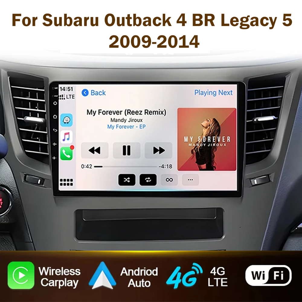 カーラジオ Carplay Android 自動プレーヤースバルアウトバック 4 BR レガシィ 5 2009 - 2014 Autoradio 4G WIFI GPS ナビゲーション NO 2Din DVD