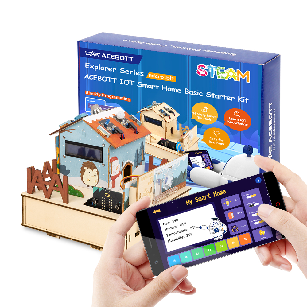 ACEBOTT 学習キット Microbit スマート ホーム オートメーション プロジェクト STEM 教育 木造住宅 makecode