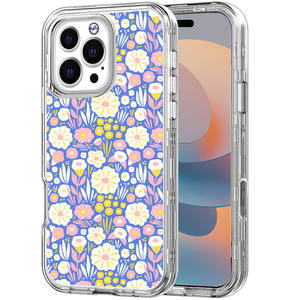 新しい花柄デザインのiPhone 16ケース、頑丈な耐衝撃スマホケース