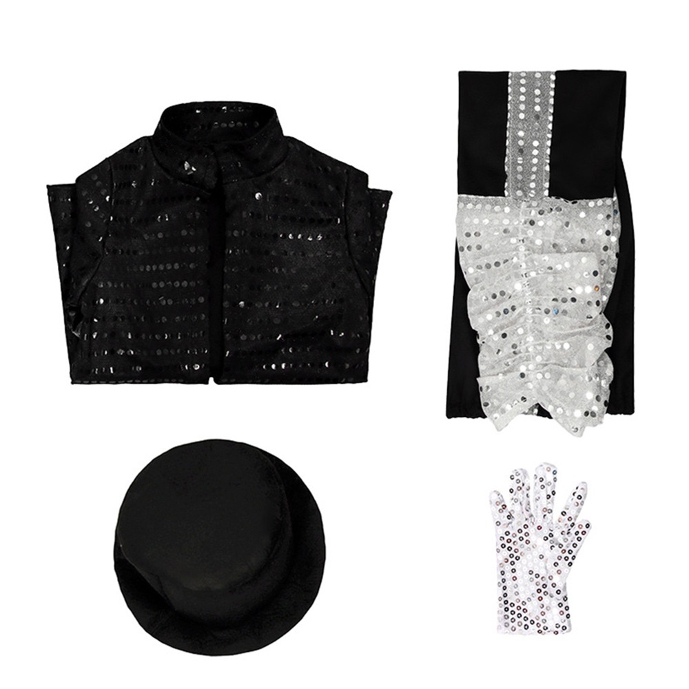 カーニバルパーティービリージーンコスプレ服 MJ ダンスロールプレイ黒スーツパフォーマンス服ダンス衣装キッズボーイズガールズ
