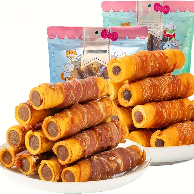 150g/5.29オンス チキンラップ牛革チョコレートスティック、肉犬用スナック、鶏肉と牛皮から作られ、ビーフスタッフィング