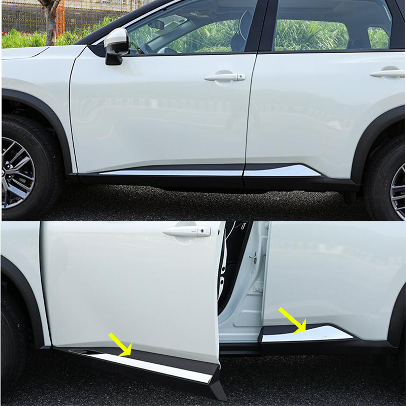 カーアクセサリー日産ローグ 2021 2022 2023 ステンレス鋼クロームサイドドア車体成形スカートスクラッチカバートリム
