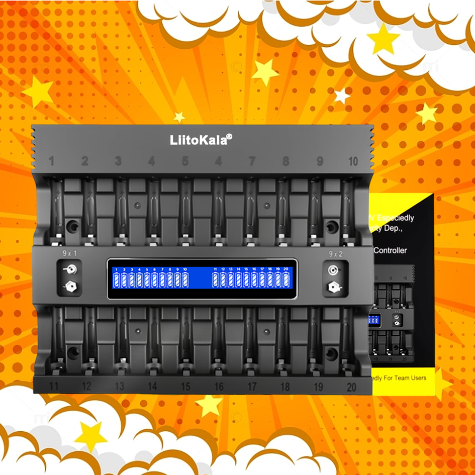 LiitoKala Lii-ND20 20 スロット バッテリー充電器 1.2V Ni-MH AA AAA 用 - No.5 および No.7 サイズのバッテリーに最適