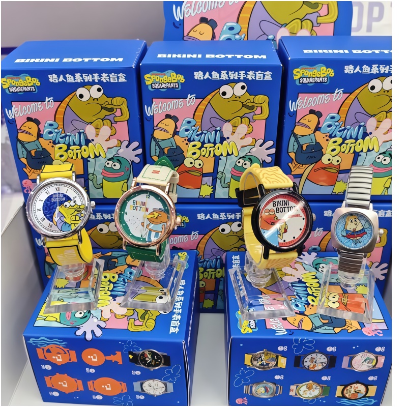 本物のブラインドボックス腕時計スポンジボブスクエアパンツテーマカスタムミステリーボックスアニメフィギュアチャーム誕生日ギフトコレクション誕生日おもちゃ