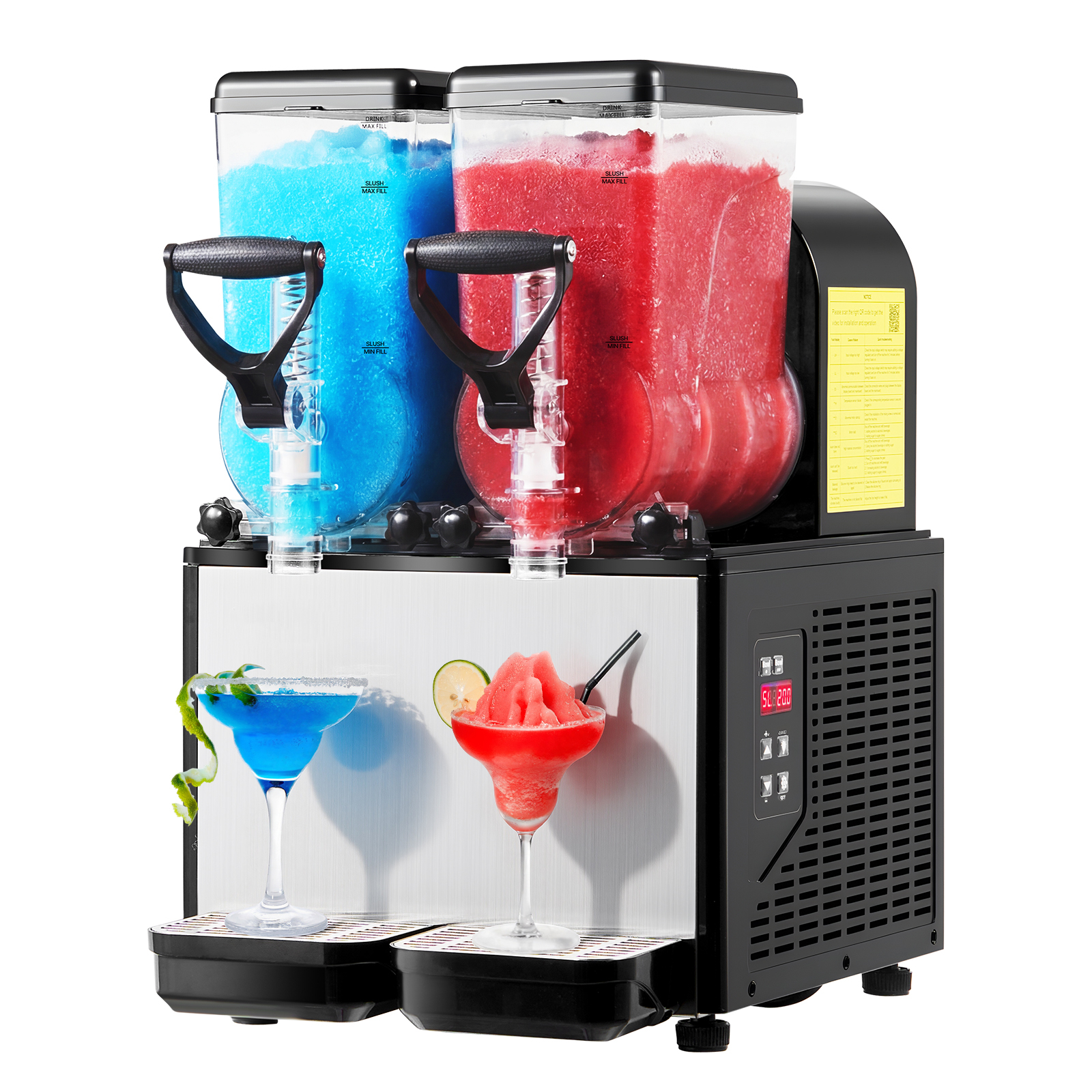 SucceBuy スラッシーマシン 1.6 ガロン x 2 タンク冷凍メーカー セルフクリーニング付きマルガリータマシン レストラン バー パーティー用 スラッシー用