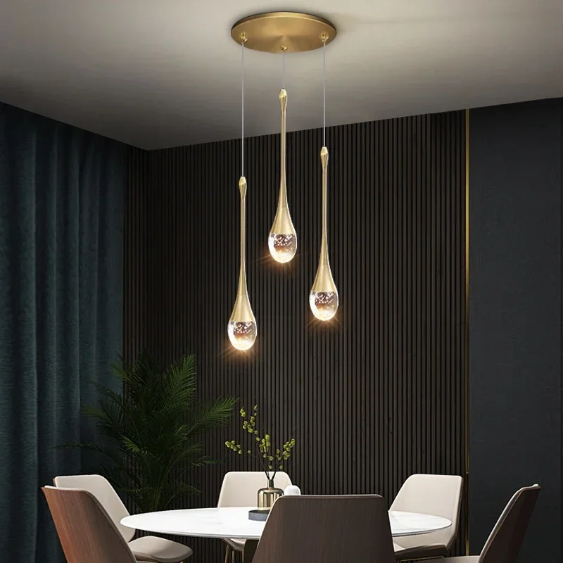 Nordic Luxury Crystal Pendant Lamp Restaurant Bedroom Headboard Kitchen Dimmable LED Chandelier Home Decoration Lighting Fixture