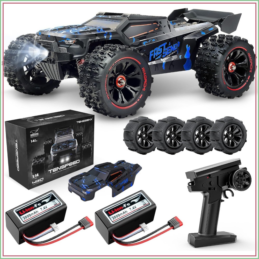 1:14 スケール RC トラギー、60KPH 高速、4WD オフロード リモート コントロール トラック、防水、全地形対応