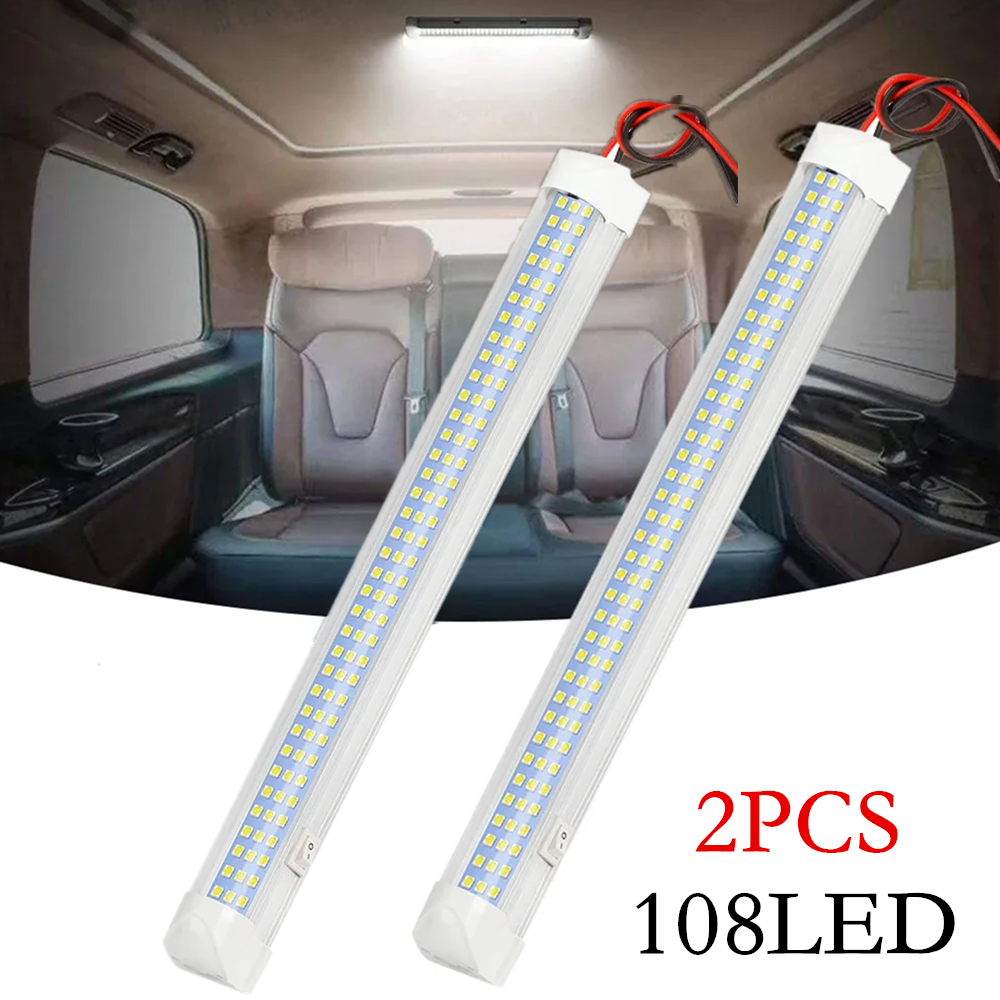 2 個 108LED ライト車のトランクキャンピングカー RV キャラバンライトキャンピングカーキャンピングカー内壁ランプ 12V 24V コンパートメントランプ