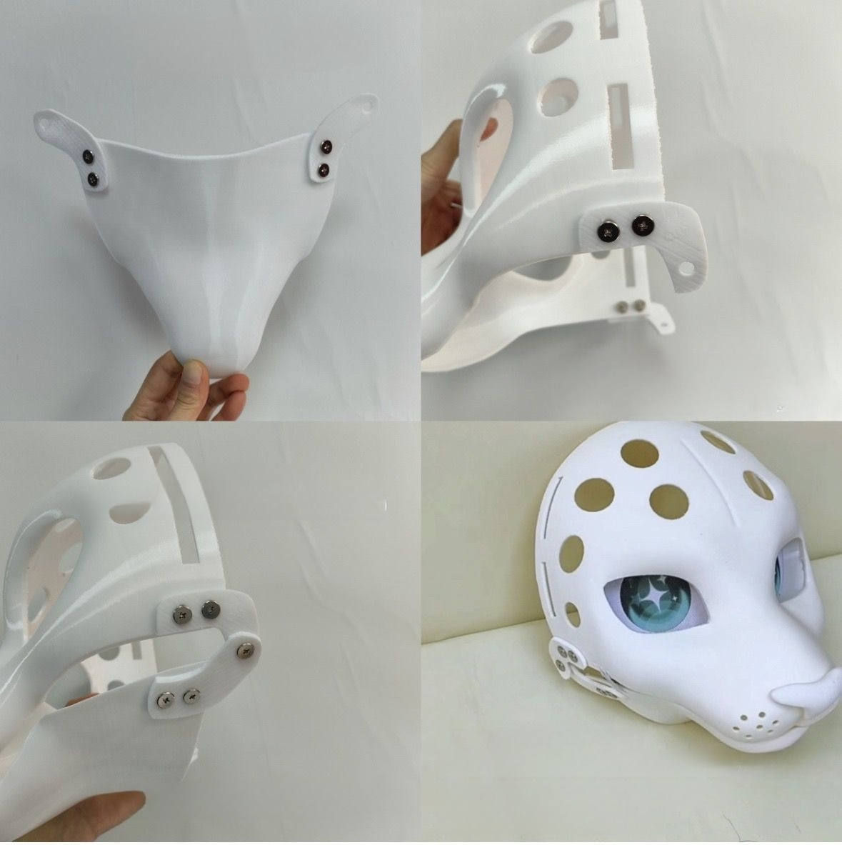 オリジナル 3D プリント半現実的なレギュラー/激しい目可動顎犬動物スーツ頭蓋骨 PETG 素材