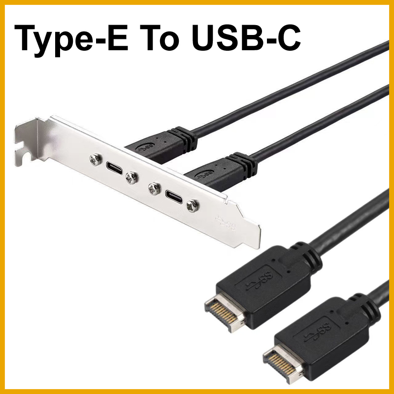 新しい 2 ポート 50 センチメートル USB 3.1 フロントパネルヘッダー Type-E から USB-C タイプ C メスコネクタ延長ワイヤーケーブルパネルマウントネジ