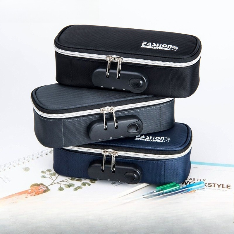 Large Capacity Minimalist Korean Style Pencil Case with Combination Lock for Elementary, Middle and High School Students.