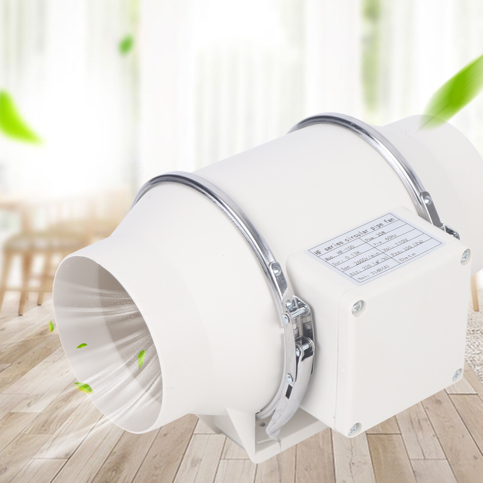 4インチインラインダクト換気ファンチューブエクストラクター排気ブロワー35W 220CFM - ホワイトカラー家庭用キッチンバスルーム換気用